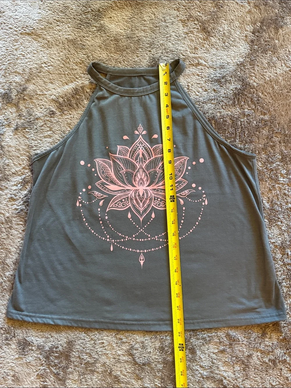 👚 Halter Style Tank with Lotus — Charcoal Gray/Pink — Sz OS (ca. L/XL) / N